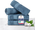 TEXTILOM 100% Turkish Cotton 4 Piece Luxury Washcloth Towel Set for Bathroom & Kitchen, Thick & Super Soft & Highly Absorbent & Quick Dry for Face and Hand- Mid Blue