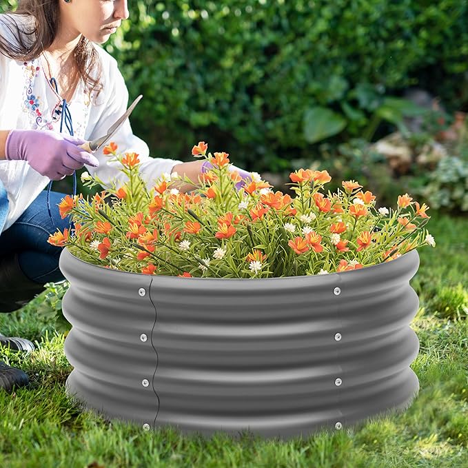 2-Pack 2x1ft Galvanized Raised Garden Bed, Outdoor Planter Bed, Metal Planter Box for Gardening and Planting