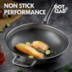 Wok pan,Hybrid 12 inch Wok with Lid, PFOA Free Cookware,non stick Stainless Steel Woks & Stir-fry pans Nonstick, Dishwasher and Oven Safe, Works on Induction