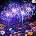 Solar Garden Lights Outdoor Yard Decorations, 4 Pack 150Leds Pathway Light, Fairy Firework Stake Lights for Garden, Patio, Pathway, Flowerbed Multicolor