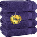 Cotton Paradise Hand Towels for Bathroom, 100% Cotton Turkish 4 Piece Hand Towel Set, Soft Absorbent Face Towels, Purple Hand Towels