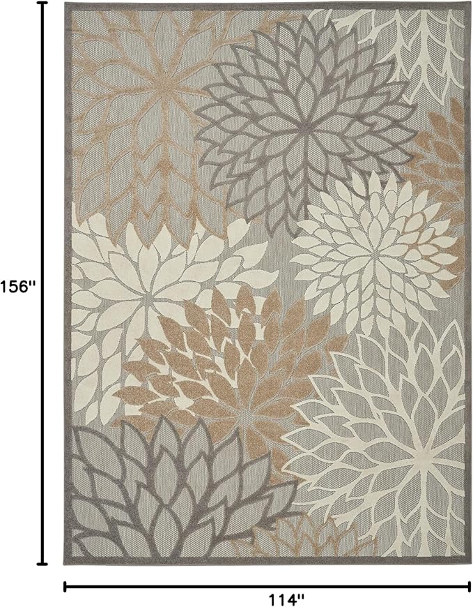 Nourison Aloha Indoor/Outdoor Natural 9'6" x 13' Area -Rug, Tropical, Botanical, Easy Cleaning, Non Shedding, Bed Room, Living Room, Dining Room, Deck, Backyard, Patio (9x13)