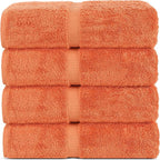 Chakir Turkish Linens 100% Cotton Premium Turkish Towels for Bathroom | 30'' x 60'' Large Bath Towels (4 Piece, Coral)