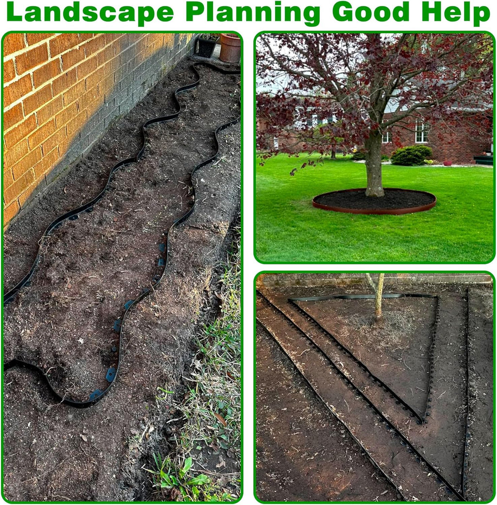 Landscape Edging Border 60 FT 2 Inch Tall with 120 Spikes, Plastic Edging for Landscaping, Garden Edging Border, Flower Bed, Paver and Lawn Edging Border, Brown