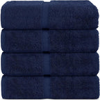 Chakir Turkish Linens 100% Cotton Premium Turkish Towels for Bathroom | 30'' x 60'' Large Bath Towels (4 Piece, Navy)