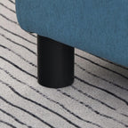 Small Trendy Comfortable Linen Fabric Cube Ottoman Footrest with Premium Construction, Sleek Blue Design, and Versatile Appeal