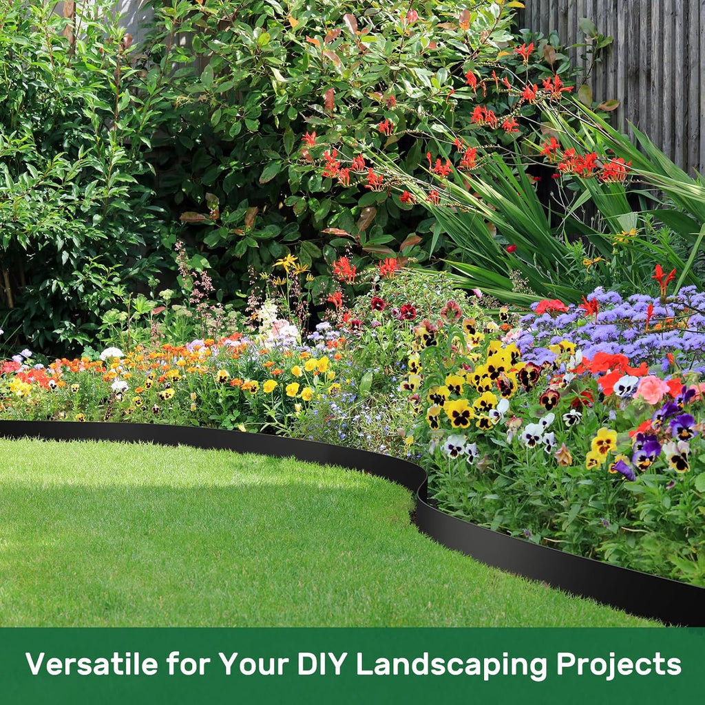 AGTEK Garden Edging 49FT Landscape Edging Kit 3 Inch Height Plastic Garden Border No Dig Lawn Border for Yard Flower Bed with 30 Stakes