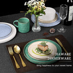 HaWare Dinnerware Sets, 16-Piece Stoneware Plates and Bowls Set, Elegant Ceramic Dish Set for 4, Chip and Scratch Resistant, Microwave and Dishwasher Safe, Multicolor