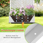 Metal Raised Garden Bed with Trellis, 2-in-1 Planter Box & Privacy Screen for Climbing Plants, Outdoor Standing Flower Bed with Drainage Holes, 35.4" L x 15.7" W x 70.1" H, White-Parallel