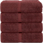 Chakir Turkish Linens 100% Cotton Premium Turkish Towels for Bathroom | 30'' x 60'' Large Bath Towels (4 Piece, Cranberry)