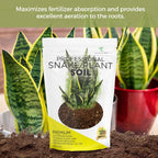 Professional Snake Plant Soil | Large 2.2 Quarts Ready to Use for Snake Plants | Peat Moss, Coco Coir, Perlite, Dolomite | Made in USA