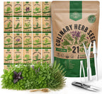 21 Culinary Herb Seeds Variety Pack - Heirloom, Non-GMO, Herb Seeds for Planting Outdoor and Indoor - Home Gardening. Over 11,400+ Seeds Including Rosemary, Thyme, Oregano, Mint, Basil, Parsley & More