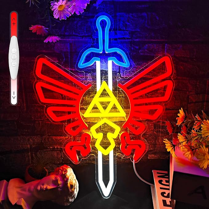 Sword Neon Sign Gamer Neon Signs for Wall Decor Gaming Room Decor LOZ Gifts Master Sword LED Sign Room Decor Neon Light up Sign for Bedroom Boys