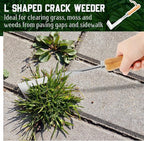 Yungyan 5 Pcs Weed Puller Set Include Dandelion Fork Weeding Knife Tool Hand Trowel 5 Teeth Weeding Tool L Shape Gardening Crack Sickle Tool Hoe for Garden Lawn Grass Moss Removal Backyard