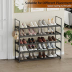 Metal Shoe Rack - 5-Tier Shoe Organizer with Adjustable Shelf Height, Sturdy Shoe Storage Shelf, Perfect for Front Door Entrance, Closet & Entryway, Easy to Assemble, DIY Layering Options (L - 5 Tier)