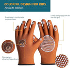 COOLJOB Medium Toddler Gardening Gloves for Little Boys Girls Ages 4-6, Breathable Kids Work Gloves with Grippy Animal Paw Dots for Children Yard Landscape, Brown Bear, 1 Pair