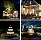 Low Voltage Spot Lights - Black Solid Brass Landscape Spotlight Wired, 12V Outdoor LED Bullet Uplights, Waterproof Electric for Patio Wall with 4000K Bright White MR16 Bulb (6 Pack)