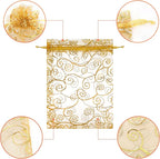 Staruby Organza Gift Bags 50 Pcs Gold Sheer Organza Bag 6x8 Inch Mesh Favor Bags Drawstring Jewelry Rattan Printed Gift Pouches for Wedding Party Favors Couple Shower Christmas Gifts Candy Bags