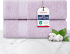 TEXTILOM 100% Turkish Cotton 2 Pcs Bath Towel Set, Luxury Bath Towels for Bathroom, Soft & Absorbent Hotel Quality Bathroom Towels Set (27 x 54 inches)- Lilac