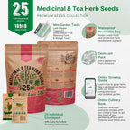 Organo Republic 25 Medicinal & Tea Herb Seeds Variety Pack for Indoor & Outdoors. 10900+ Non-GMO Heirloom Garden Seeds: Anise, Borage, Cilantro, Chamomile, Dandelion, Rosemary, Peppermint Seeds