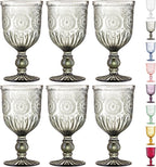 Yungala Black Wine Glasses set of 6 smoke glass goblets, black glassware made from dishwasher friendly colored glass smoke - black goblets