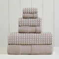 Modern Threads 6-Piece 100% Combed Cotton Yarn Dyed Cobblestone Jacquard Towel Set Flax