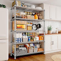 REIBII 5-Tier Wire Shelving - Heavy Duty Metal Shelves for Loads up to 1200LBS, Adjustable Garage & Pantry Storage, 71H X 35.5W X 14D, Chrome