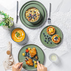 AmorArc Stoneware Dinnerware Sets,Round Reactive Glaze Plates and Bowls Set,Highly Chip and Crack Resistant | Dishwasher & Microwave Safe Dishes Set,Service for 4 (12pc)