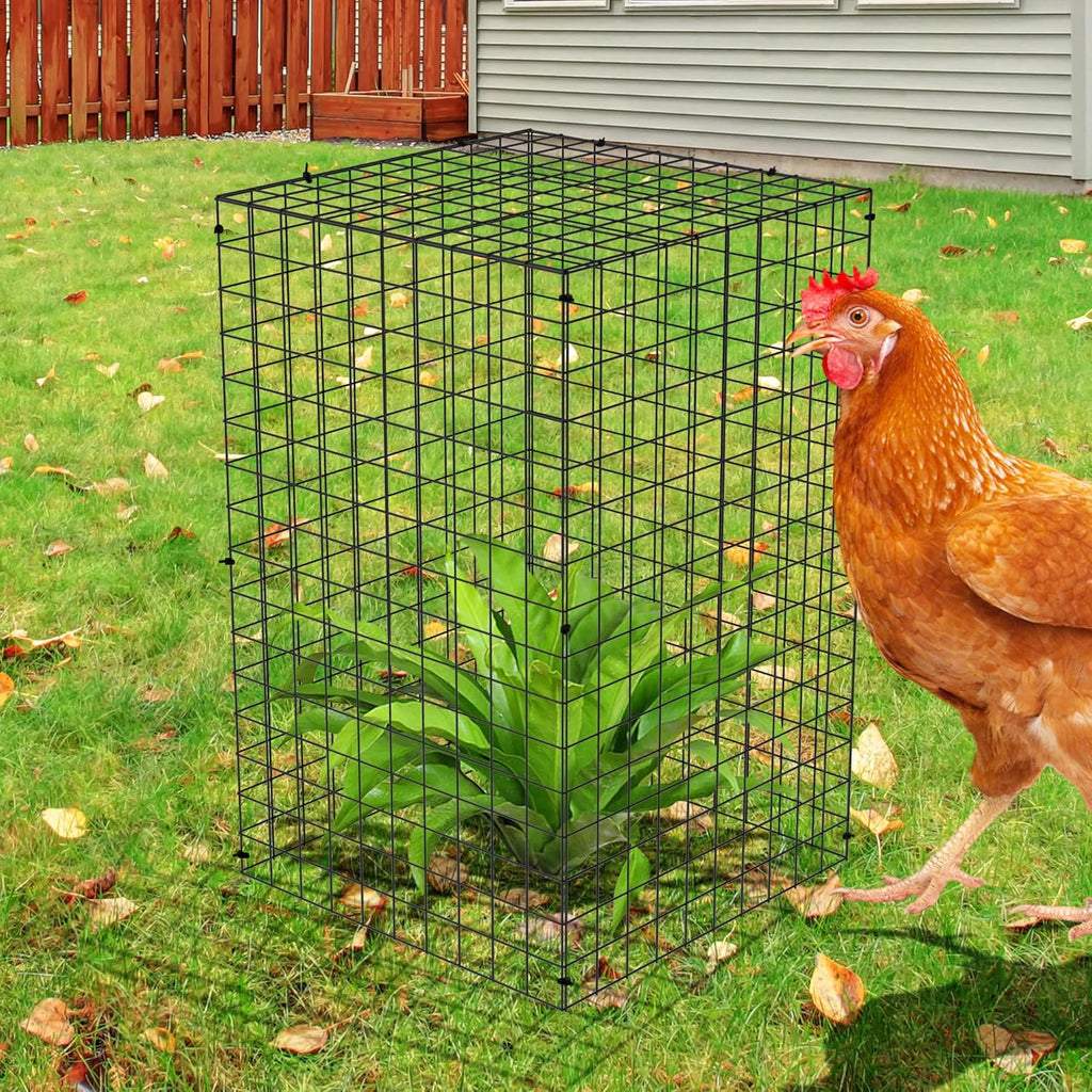 Adnee 7 Pack Wire Plant Protector with Cover-20x12x12 Inch Detachable Square Wire Cages to Prevent Animals-Metal Garden Plant Protector Cages for Protecting Plants Vegetables Flowers