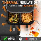 Heat Resistant Mat for Air Fryer Site - 31.5 x 17.7in, Fireproof Silicone Mats for Kitchen Counter, Countertop Protector, Non-slip & Waterproof for Deep Fryer, Oven, Coffee machine (Black)