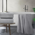 POLYTE Microfiber Quick Dry Lint Free Bath Sheet, 70 x 35 in, Set of 2 (Gray, Waffle Weave)