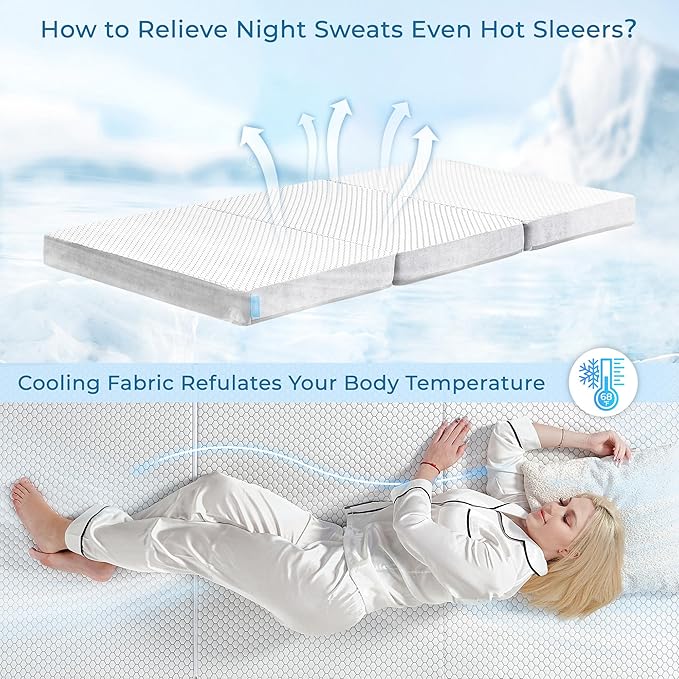 Odorless Foldable Mattress Single Size 75" x 25" x 4", 4 Inch Folding Foam Mattress with Storage Bag, Trifold Memory Foam Mattress for RV, Guest Bed