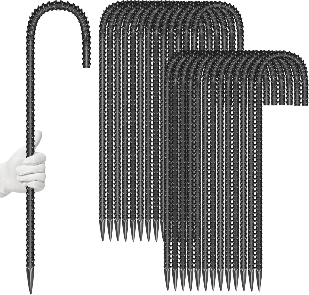 27 Pieces 16-Inch Garden Ground Stakes Galvanized Steel J Shape Hook Rebar Stake - Heavy Duty Anchors for Tents, Position Kits,Fences, and Trampolines