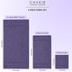 Chakir Turkish Linens 100% Cotton Premium Turkish Towels for Bathroom, 2 Large Bath Towels, 2 Hand Towels, 2 Washcloths (6-Piece Towel Set, Plum)