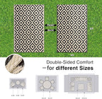 OLANLY Waterproof Outdoor Rug 4x6 ft, Outdoor Plastic Straw Rug for Camping, RV Mat Outside, Outdoor Carpet for Porch, Deck, Backyard, Balcony, Picnic, Black & Beige