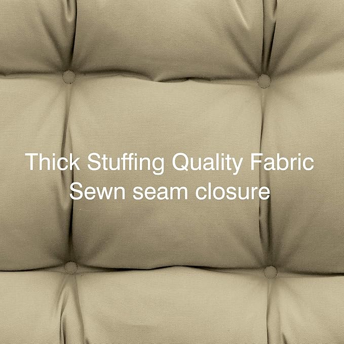QILLOWAY Outdoor Chair Cushion for Patio Furniture, Waterproof Patio Cushions Set of 4 with Ties, Fade Resistant Replacement Pads for Outdoor Rocking Chairs,Beige