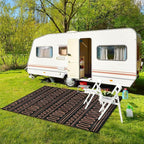 Beeiva Outdoor Area Rug, 6x9 Large Outdoor Rug Waterproof, Reversible Plastic Indoor Outdoor Rug for Deck, Balcony, Backyard, Porch, Camping, Picnic - Black/Brown