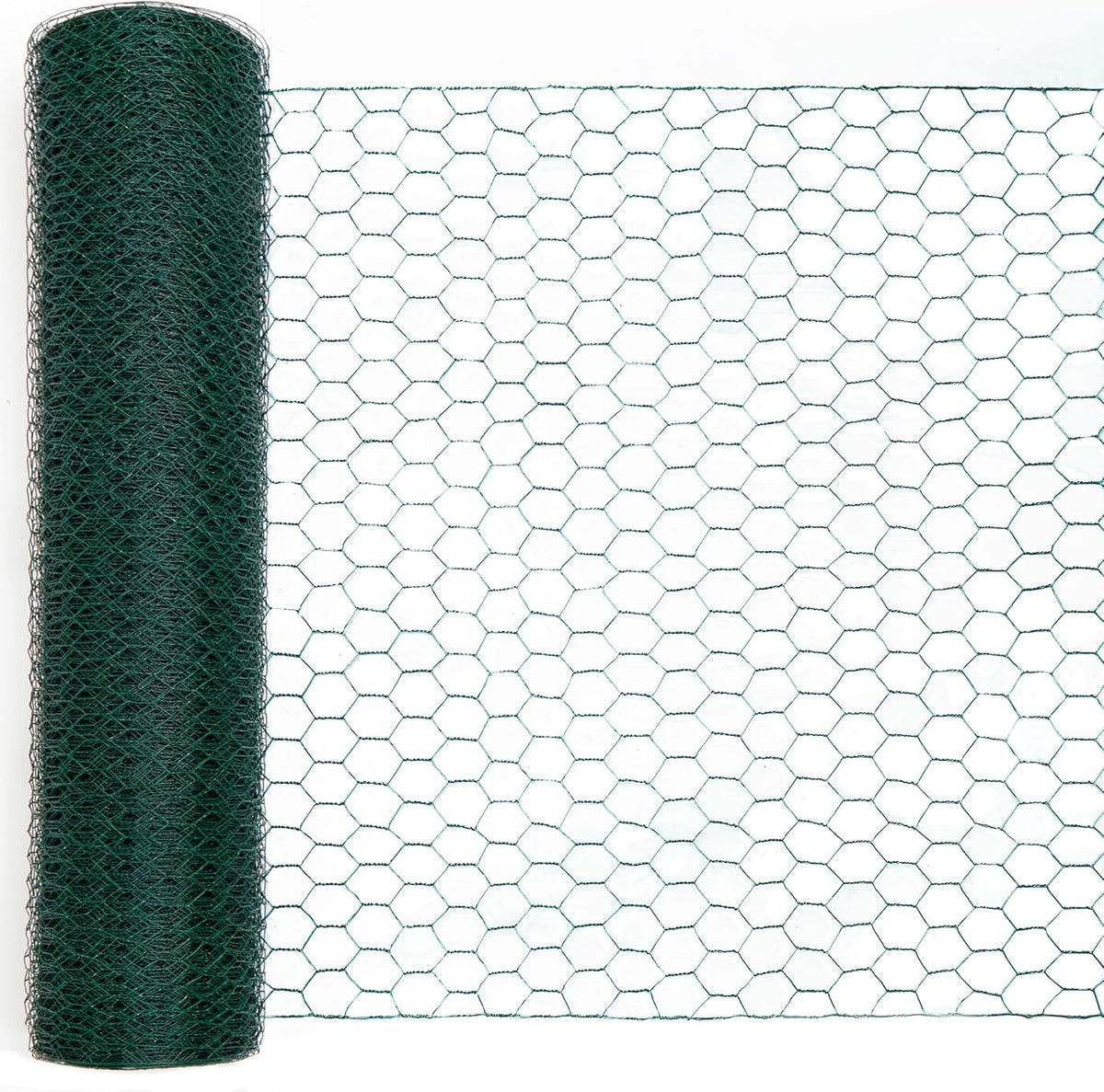 Green Chicken Wire 48 inch(H) x 100 ft(L), Anti-Rust Hexagonal Galvanized Metal Garden Netting for Floral Arrangements, PVC Coated Chicken Wire Coop for Crafts Plant Protector Pet Rabbits Fencing