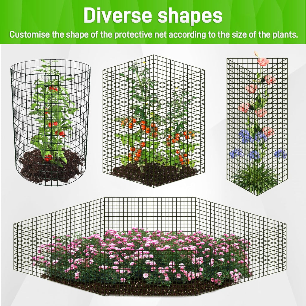 8 Pack Plant Protectors from Animals, 13.8"x 12" Wire Plant Protector, Wire Cages for Plants with Stakes and Cable Ties, Metal Plant Cages for Plants, Vegetables, Flowers