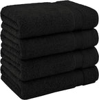 Cotton Paradise 4 Piece Turkish Bath Towels for Bathroom, 100% Cotton Extra Large Soft Plush Towels Bathroom Set, Black