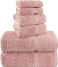 Chakir Turkish Linens 100% Cotton Premium Turkish Towels for Bathroom, 2 Large Bath Towels, 2 Hand Towels, 2 Washcloths (6-Piece Towel Set, Pink)
