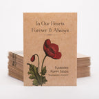 Bentley Seed Co. | Celebration of Life Funeral Favors for Guests | Non-GMO, Non-Coated Flanders Poppy Seed Packets in Our Hearts Forever and Always | Sentimental Memorial Service Gift | Pack of 25