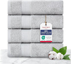 TEXTILOM 100% Turkish Cotton 4 Pcs Hand Towel Set, Luxury Hand Towels for Bathroom, Soft & Absorbent Bathroom Hand Towels Set (16 x 28 inches)- Light Grey