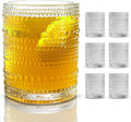 Hobnail Drinking Glasses, Vintage Glassware Set of 6, Vintage Drinking Glasses 11.8 oz, Bubble Glasses Drinking, Hobnail Glasses, Vintage Glass Cups, Jupiter Glasses for Juice, Soda, Beer, Whisky
