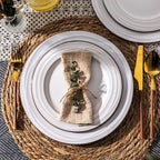 GBHOME Ceramic Dinnerware Sets,12 pcs Embossed Elegant Stoneware Plates and Bowls Sets, Housewarming Wedding Gift | Dishwasher & Microwave Safe | Dishes Set Service for 4