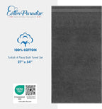 Cotton Paradise 4 Piece Turkish Bath Towels for Bathroom, Extra Large Soft Plush Towels Bathroom Set, Dark Gray