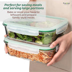 Fusion Gourmet Large Glass Food Storage Containers with Lids [5 Pack, 72 oz, 9 Cup], Airtight, Leakproof, Microwave and Oven Safe Borosilicate Glass