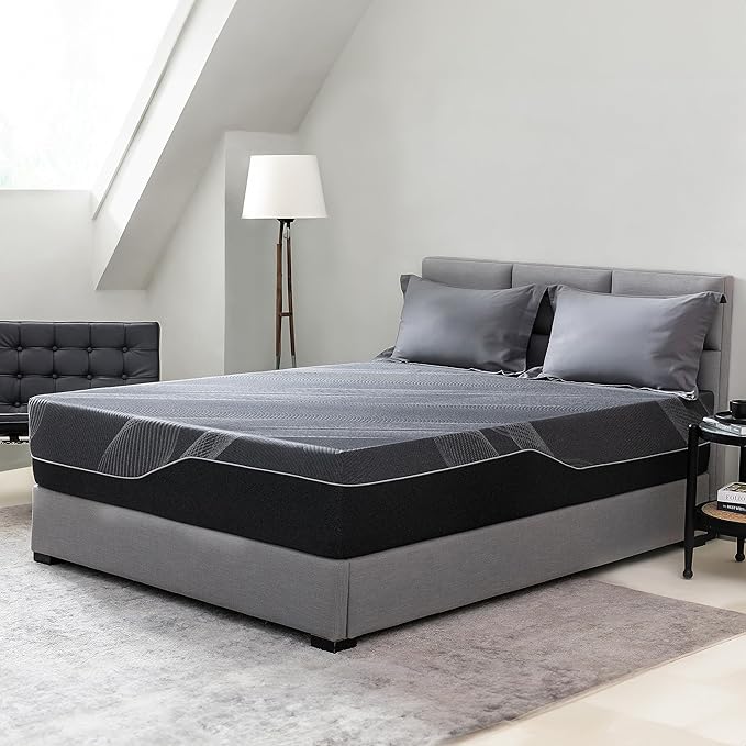Twin Mattress 14 Inch Charcoal Memory Foam Mattress in a Box, CertiPUR-US Certified, Fiberglass Free Gel Mattress, Twin Size Mattress for Kids, 75" × 38" × 14", Medium