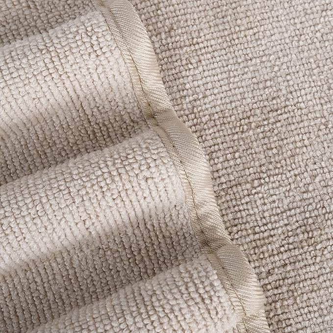 POLYTE Oversize, 60 x 30 in., Quick Dry Lint Free Microfiber Bath Towel Set, 6 Piece (Beige)