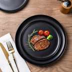 LERATIO Stoneware Dinnerware Sets for 4,Handcarft Ceramic Plates and Bowls Sets,Chip and Scratch Resistant Dishes, Dishwasher & Microwave Safe, Oven safe,Reactive Glaz-Black